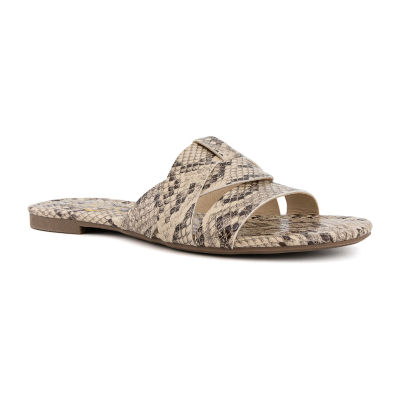 Snakeskin slide sandals hot sale