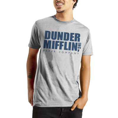 Dunder Mifflin Logo Mens Crew Neck Short Sleeve Classic Fit Graphic T-Shirt | Blue | Regular Medium | Shirts + Tops Graphic T-shirts | Back to School