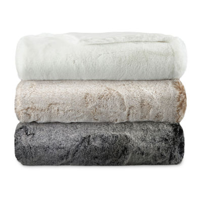 White and grey discount faux fur throw