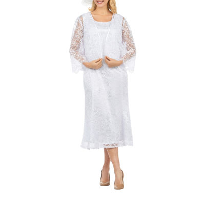 Giovanna Signature Plus 3/4 Sleeve Lace Jacket Dress, Color: White -  JCPenney