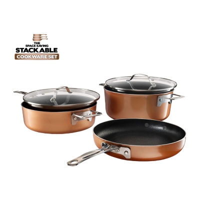  Gotham Steel Stackmaster Nonstick Pots & Pans Set, 17 Piece  Copper Stackable Space Saving Cookware Set, As Seen on TV Cookware, PFOA  Free, Oven & Dishwasher Safe 2021 Model: Home 