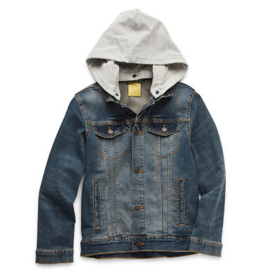 Thereabouts Hooded Little Big Boys Denim Jacket Color Medium