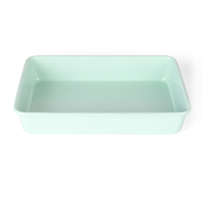 Tasty 13 x 9 Non-Stick Rectangular Cake Pan with Green Silicone