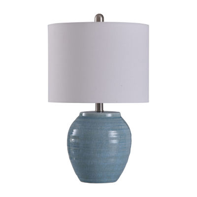 Stylecraft 12.5 W Light Blue Crackle Ceramic Table Lamp, Color