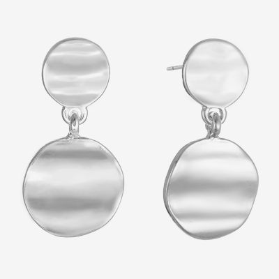 Liz Claiborne Hammered Round Drop Earrings Jcpenney