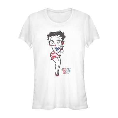 Womens Crew Neck Short Sleeve Regular Fit Betty Boop Juniors