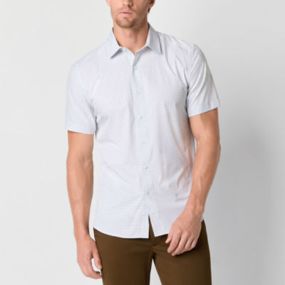 stylus stretch mens regular fit short sleeve button down shirt