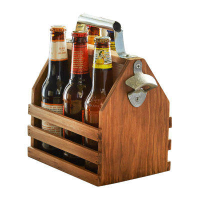 Wood Wine Bottle Glasses Caddy - Beer Carrier - Drinking Desk Accessories -  Craf