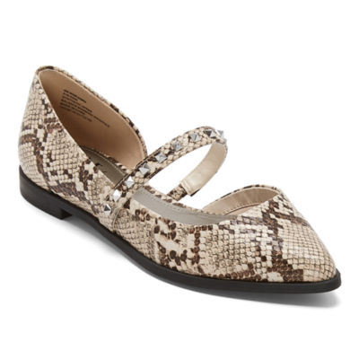 snake print pointed flats