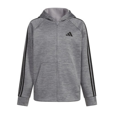 adidas 3-stripe Cotton Fleece Full-zip Hoodie Sweatshirt in Black