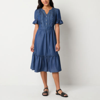 Frye and Co. Womens Short Sleeve Midi Sundress Color Faye Wash JCPenney