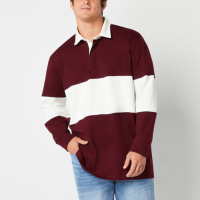 Arizona Big and Tall Mens Fit Long Sleeve Striped Rugby Shirt, Color: - JCPenney