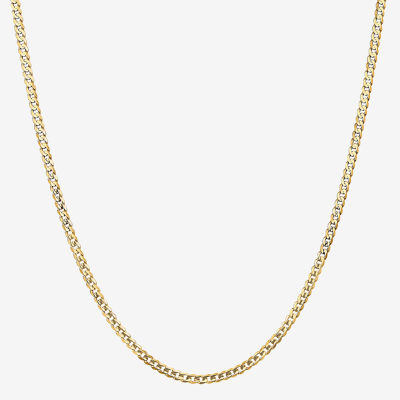 Solid Curb Chain Necklace 14K White Gold 20