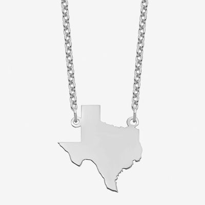 Personalized Sterling Silver Texas Pendant Necklace