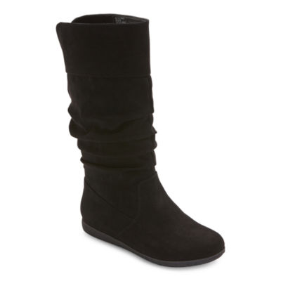 Black slouch boots clearance flat