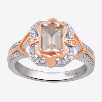 Enchanted Disney Fine Jewelry Womens 1/6 CT. T.W. Genuine Pink Morganite  14K Rose Gold Over Silver Sterling Silver Sleeping Beauty Auroroa Princess 