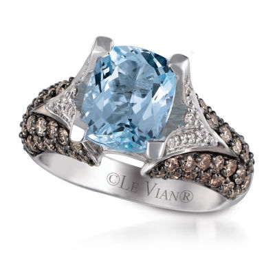 Size 7 Men Women Blue Aquamarine White Rhodium Plated Fashion Wedding Ring 