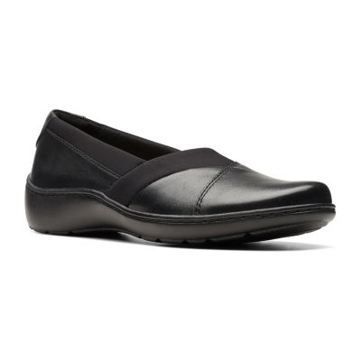 Clarks flat hotsell black shoes womens