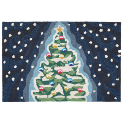 Liora Manne Frontporch Let It Snow Indoor/Outdoor Rug Blue 1'8 x 2' 6