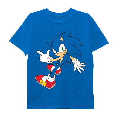 Sonic The Hedgehog Sonic Character Art Boy's Royal Blue T-shirt-Medium 