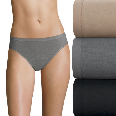 Hanes Comfort, Period. Women's Bikini Period Underwear, Moderate Leaks,  Neutrals, 3-Pack