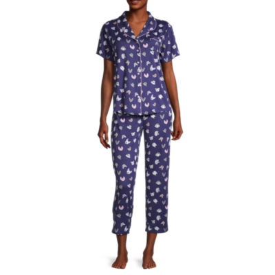 Pj Couture Womens 2 pc. Short Sleeve Capri Pajama Set Color Navy