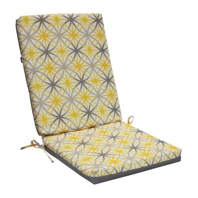 Outdoor Decor Sunny Citrus Geometric Flower Printed High Back Patio Seat Cushion