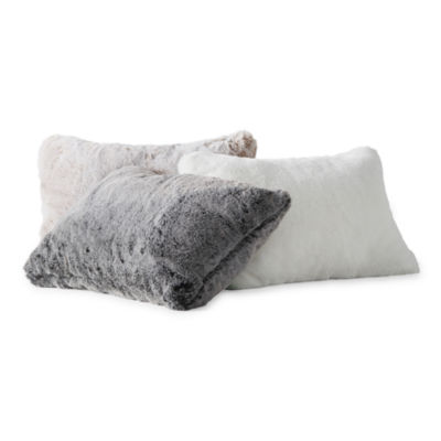 Black faux fur lumbar pillow hot sale