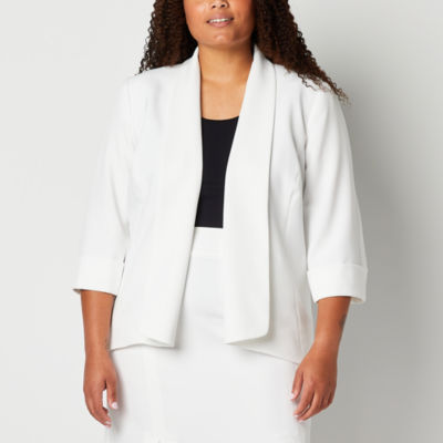 Black Label by Evan-Picone-Plus Suit Jacket, Color: Natural White