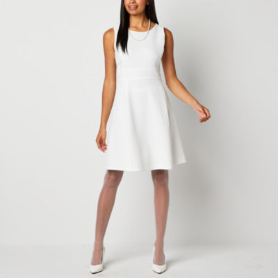 Calvin klein fit and deals flare dress white