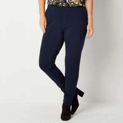 St. John's Bay-Plus Ponte Womens Mid Rise Skinny Pull-On Pants, Color:  Williamsburg Navy - JCPenney