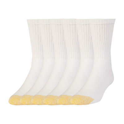 Men's Breathable Crew Socks White, 6 Pack, Size 6-12