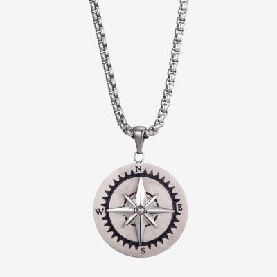 Mens silver compass on sale pendant