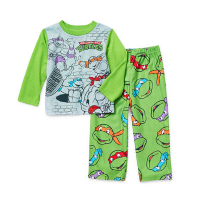 TMNT Ninja Turtle kids pajama Pjs New Button up long sleeve 2 pc. set boys  4/5
