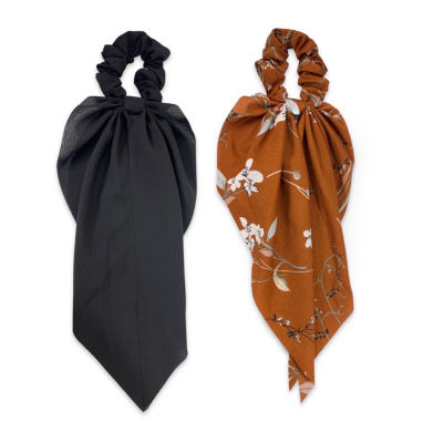 a.n.a Black & Orange Floral Scarf Scrunchie 2-pc. Hair Ties, Color:  Blkrdwood - JCPenney