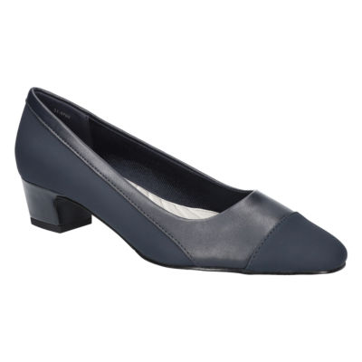 Easy Street Womens Dottie Block Heel Pumps, Color: Navy Lamy - JCPenney