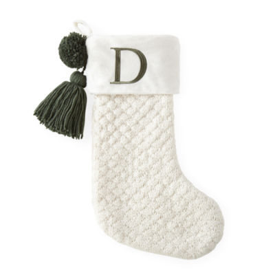 North Pole Trading Co. Ivory Knit Monogram Christmas Stocking - JCPenney
