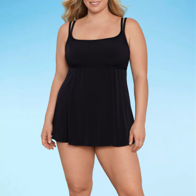 Sonnet Shores Womens Swim Dress Plus, Color: Black - JCPenney