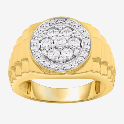 Mens gold cluster deals ring