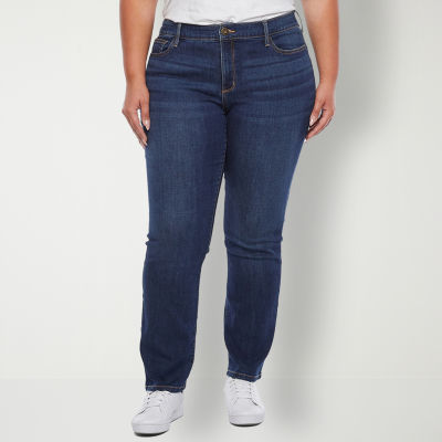 Plus size regular high waisted straight jeans