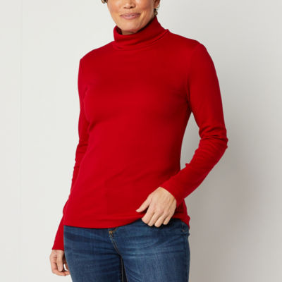 St. John s Bay Womens Turtleneck Long Sleeve T Shirt JCPenney