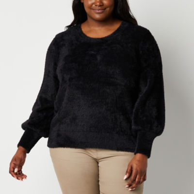 Black fuzzy sweater clearance women's