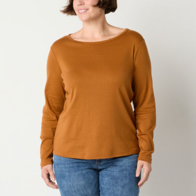 St. John's Bay Womens Crew Neck Long Sleeve T-Shirt - JCPenney