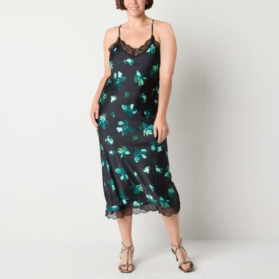 Worthington Womens Sleeveless Floral Slip Dress Color Black Teal Floral JCPenney