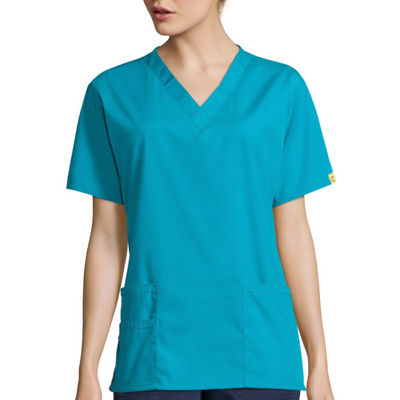 Wonder Wink Layers 2009 Silky Womens Round Neck Tag Free Short Sleeve Scrub  Top - JCPenney