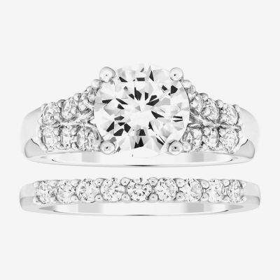 DiamonArt® Cubic Zirconia Bridal Set, Color: Sterling Silver