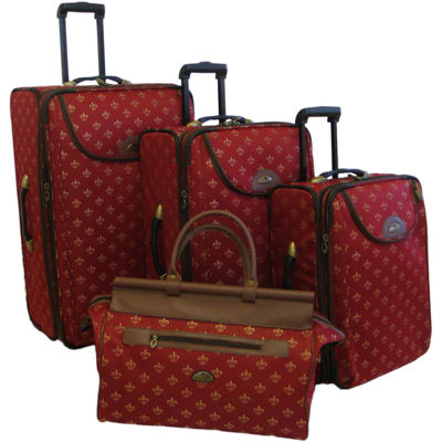 American Flyer Black Fleur de Lis 5-Piece Spinner Luggage Set