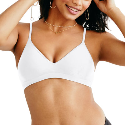 Hanes Womens Ultimate ComfortBlend T-Shirt Wirefree Bra, 36D, White 