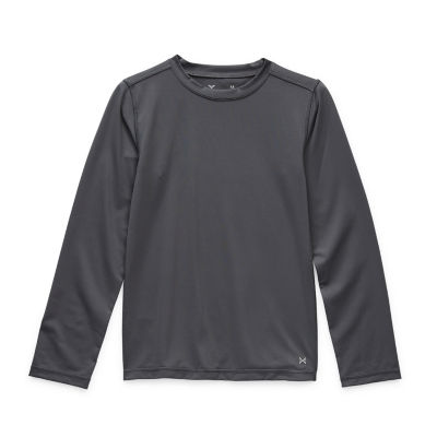 Boy's Xersion Long Sleeve Quick-Dri Shirt, Red/Black, medium (10