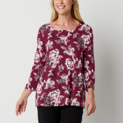 Liz Claiborne Womens Square Neck 3/4 Sleeve Tunic Top - JCPenney